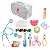 raspbery 15 Pièces Docteur Enfant en Bois - Jeu dimitation Médecin avec Accessoires Cadeau Anniversaire pour Enfant 3+ Ans