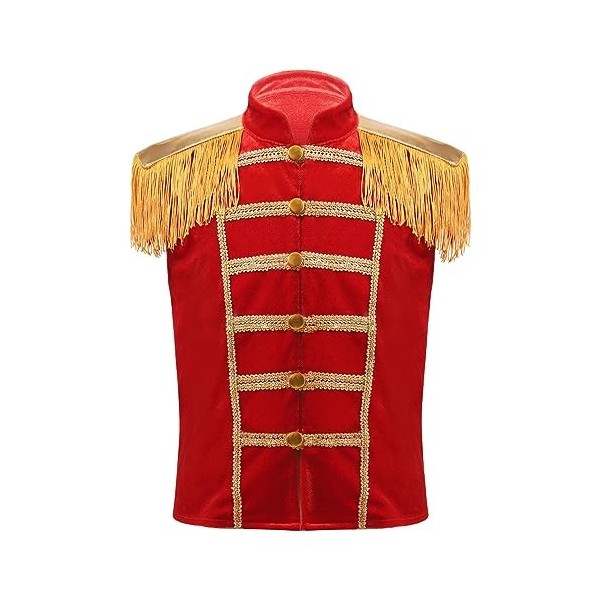 inhzoy Vest de Fanfare Parade à Franges Enfant Garçon Halloween Déguisement Costume de Soldat Garde Royale Uniforme de Monsie