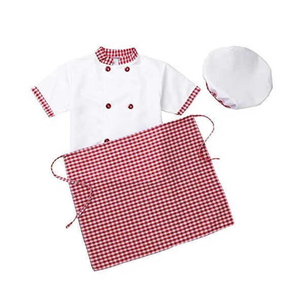 ranrann Enfant Unisexe Déguisement Chef de Cuisinier Tabiler + Toque + Tenue Outfit Costume Carnaval Garçon Fille Cosplay Par