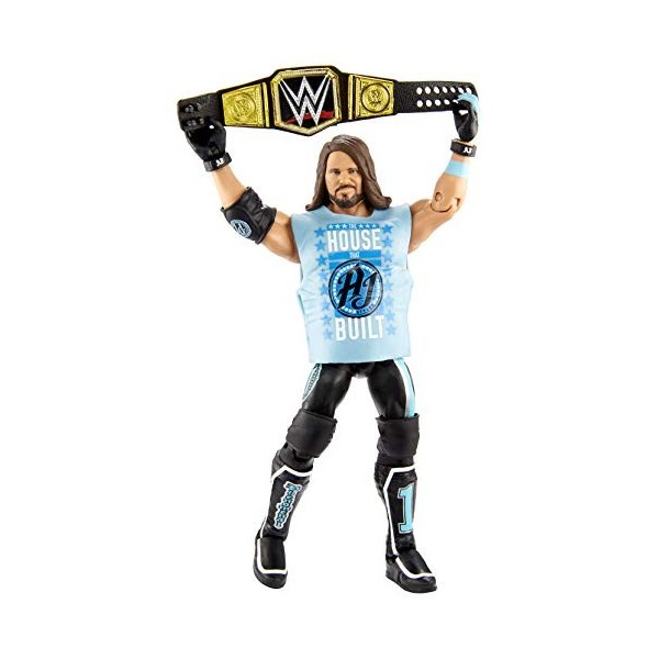 WWE Collection Élite figurine Deluxe articulée de catch, AJ Styles 17 cm, visage réaliste et accessoires, jouet pour enfant, 