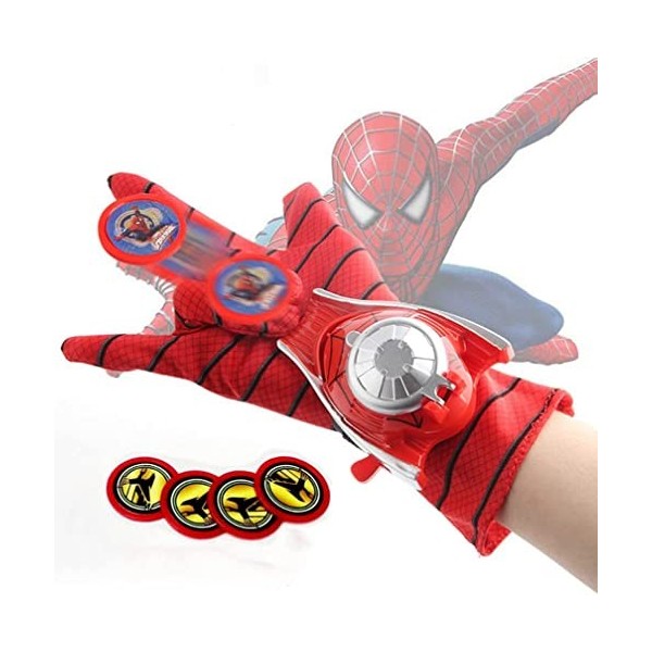 YKKJ Lanceur Spiderman,Gants Spiderman Lanceur Carte Cosplay Gant Hero Launcher pour Enfants Cosplay