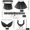 Lot de 4 costumes de reine cornes, costume dHalloween avec collier en dentelle gothique, coiffe avec ailes et chaîne de sorc