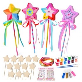 Leiptes Lot de 12 Baguette Princesse en Bois DIY Baguette Magique pour Enfants Princesse Baguette Étoile Princesse Fée Access