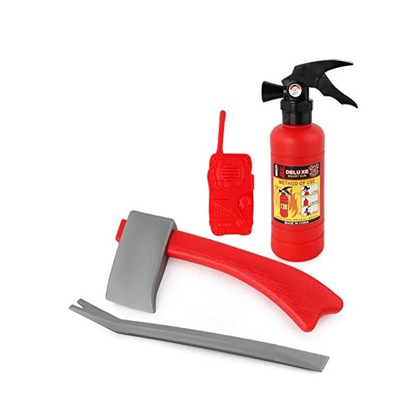 BYNYXI 4 PCS Jouets de Pompe à Incendie Denfants, Extincteur Jouet Costume de Pompier Extincteur Pistolet à Eau Hache Casque 