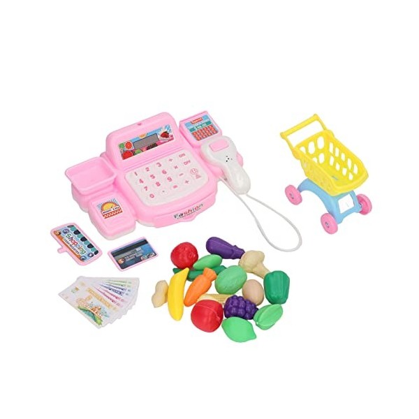 Ensemble de Jeu de Caisse Enregistreuse, Couleurs Vives, Ensemble de Jouets de Caisse Enregistreuse, Coins Ronds pour Faire S