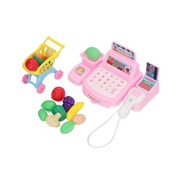 PenRux Ensemble de Jouets de Caisse Enregistreuse, Coins Ronds, Couleurs Vives, Ensemble de Jeu de Caisse Enregistreuse pour 