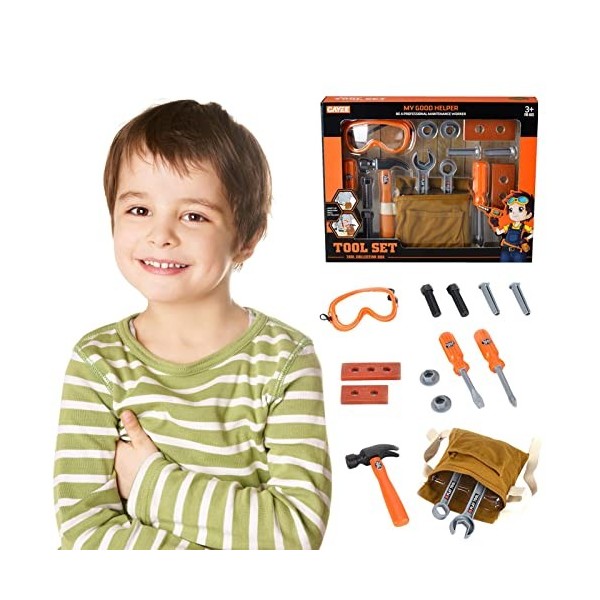 Lot de 38 outils de jeu pour enfants avec tournevis, écrous et clés à molette - Kit de réparation - Jouet éducatif - Cadeau d