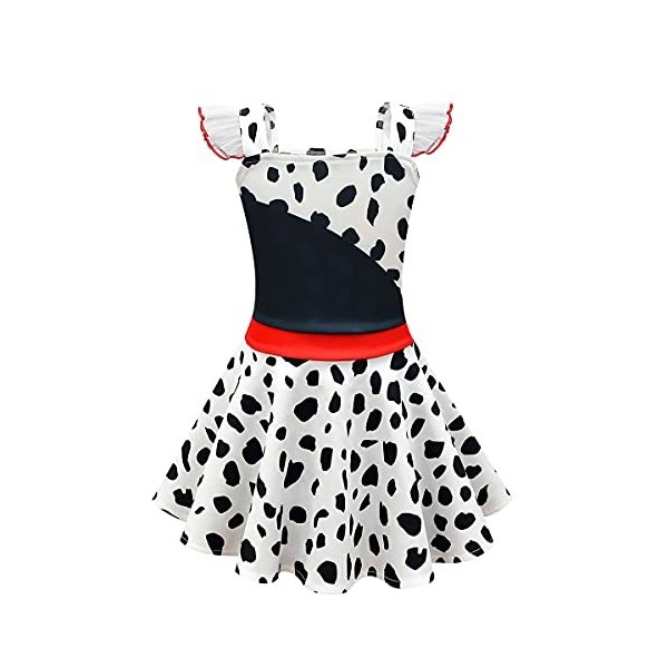 Cruella Deville Costume Enfant Fille 101 Dalmatiens Déguisement Princesse Halloween Carnaval Cosplay Fête De Noël Anniversair