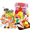 ZEBROAU 60PCS Enfants Simulation Nourriture pour Enfants Cuisine Jouets Accessoires Set BPA Plastique Pizza Jouet Nourriture 