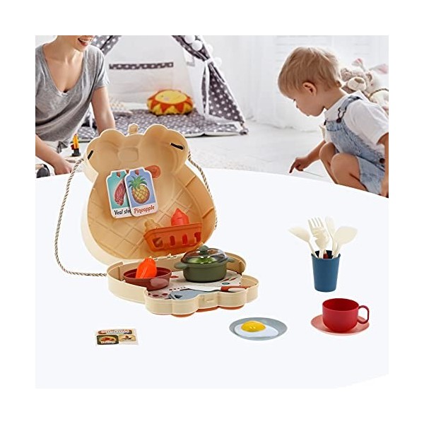 Ensemble de Jeu de Cuisine pour Enfants, Ensemble de Jouets de Cuisine pour Enfants Portables, Ustensiles de Cuisine Simulés 