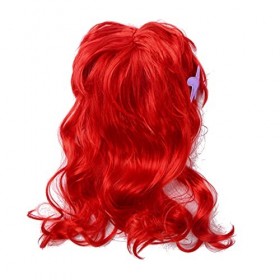 YUUMIN Sirène Perruque pour Enfant Fille Perruque Cosplay Petite Sirène Princesse Costume Jeu de Rôle Carnaval Halloween Noël