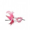 CARNIVAL TOYS Masque demi-face en plastique blanc et rose avec roses et plumes décorations/en-tête.