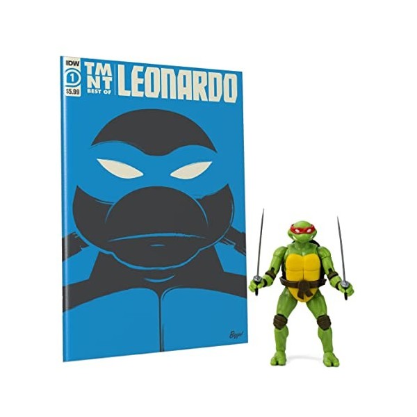The Loyal Subjects Tortues Ninja Figurine et Comic Book BST AXN x IDW Leonardo Exclusive 13 cm