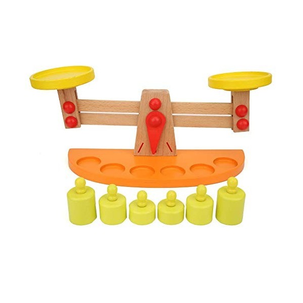 Jouet Balance Jeu Dimitation Enfant Commercant Marchande Jeu de Société Balance en Bois Jouet Montessori Cadeaux pour Garçon