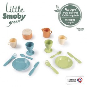 Smoby - Little Green - Dinette - 14 Accessoires - Plastique Biosourcé - Dès 18 Mois - Fabriqué en France - 140606 Multicolore