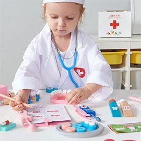 DAJASD Deguisement Docteur Enfant, Blouse de Laboratoire Enfant, Costume Jeux Enfant Docteur avec Lab Coat Infirmière Tablier