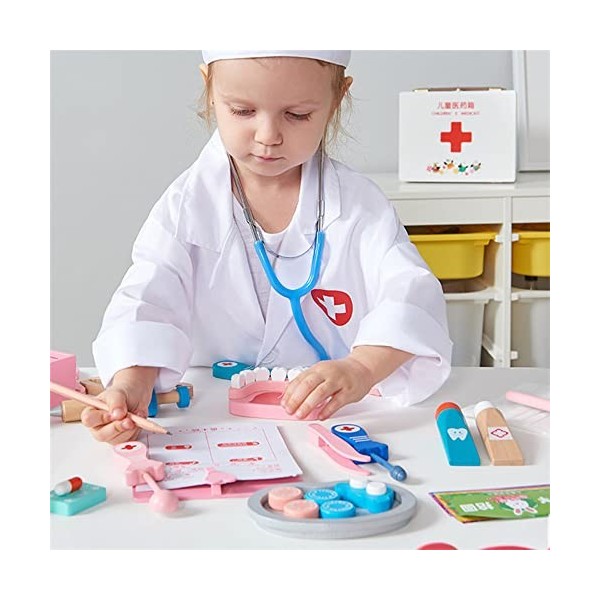 DAJASD Deguisement Docteur Enfant, Blouse de Laboratoire Enfant, Costume Jeux Enfant Docteur avec Lab Coat Infirmière Tablier