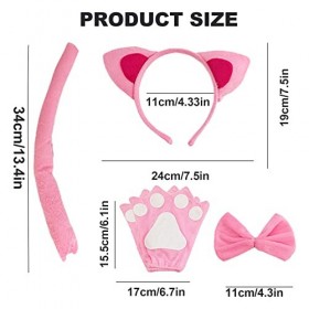 TSHAOUN 6 Pièces Chat Déguisement Animal, Chat Cosplay Set Avec Chat Oreilles Queue Tutu Jupe Noeud Papillon Griffe Gants pou