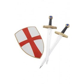 Smiffys Panoplie du chevalier des croisades, avec deux épées et bouclier, 50cm / 20in