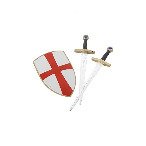 Smiffys Panoplie du chevalier des croisades, avec deux épées et bouclier, 50cm / 20in