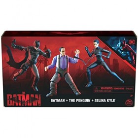 DC Comics, Batman Lot de 3 figurines Batman 10,2 cm, Selina Kyle, le pingouin, 3 accessoires, jouets pour enfants du film Bat
