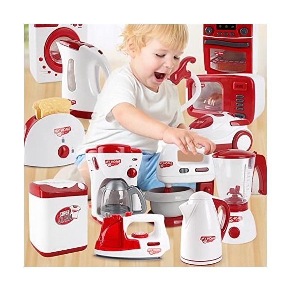 Accessoire Cuisine Enfant Kit de Cuisine pour Enfant Petit Électroménager Cafetière, Mixer, Blender Jeu Dimitation Jouets de