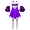 ranrann Enfant Fille Uniforme de Pompom Girl Déguisement Robe avec Pompons Costume Carnaval Halloween Performance 3-16 Ans Ty