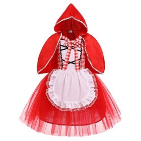 IWEMEK Enfants Bébés Filles Petit Chaperon Rouge Costume Princesse Tutu Robe + Cape À Capuche Halloween Carnaval Déguisement 