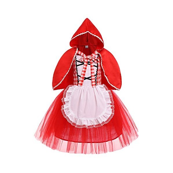 IWEMEK Enfants Bébés Filles Petit Chaperon Rouge Costume Princesse Tutu Robe + Cape À Capuche Halloween Carnaval Déguisement 