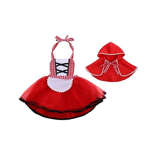 IWEMEK Enfants Bébés Filles Petit Chaperon Rouge Costume Princesse Tutu Robe + Cape À Capuche Halloween Carnaval Déguisement 