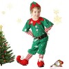 Noël Vert, Garçons Filles Tenue Noël Elfe, Costume Delfe Noël pour Femmes, Hommes, Costume Lutin Noël Enfant Cosplay Déguise