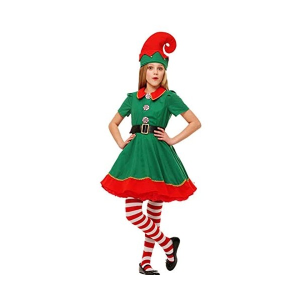 Noël Vert, Garçons Filles Tenue Noël Elfe, Costume Delfe Noël pour Femmes, Hommes, Costume Lutin Noël Enfant Cosplay Déguise