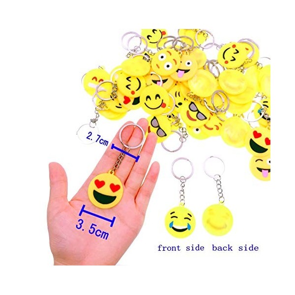 JZK 50 x Emoji Porte-clés émoticône pour Anniversaire Remplisseurs de Sac de Fête des Enfants Merci Cadeau