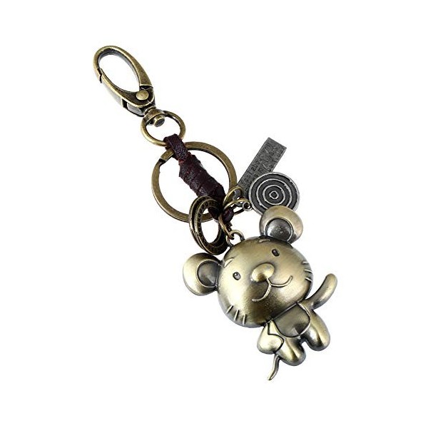 MoGist Porte-clés en forme de cercle animalier en métal avec pendentif en forme de vache.