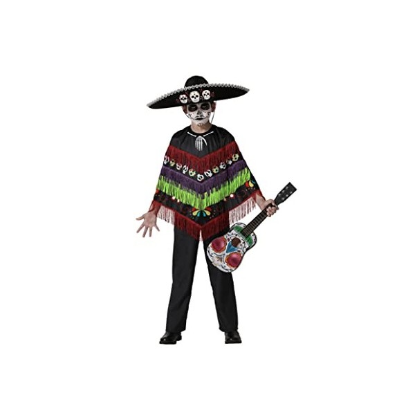 Atosa costume squelette poncho musical drôle noir enfant 5 à 6 ans