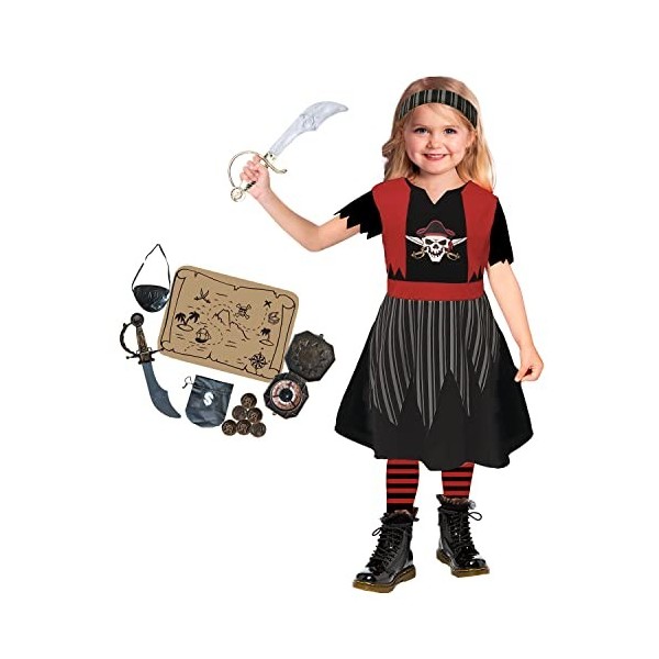 amscan Costume de pirate pour fille, multicolore, 3-4 ans