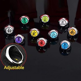 10 PCS Anime Anneaux Anneaux Costume Cosplay Prop Naruto Anneaux Ensemble Cosplay Accessoires avec Collier Bandeau Anime Uchi