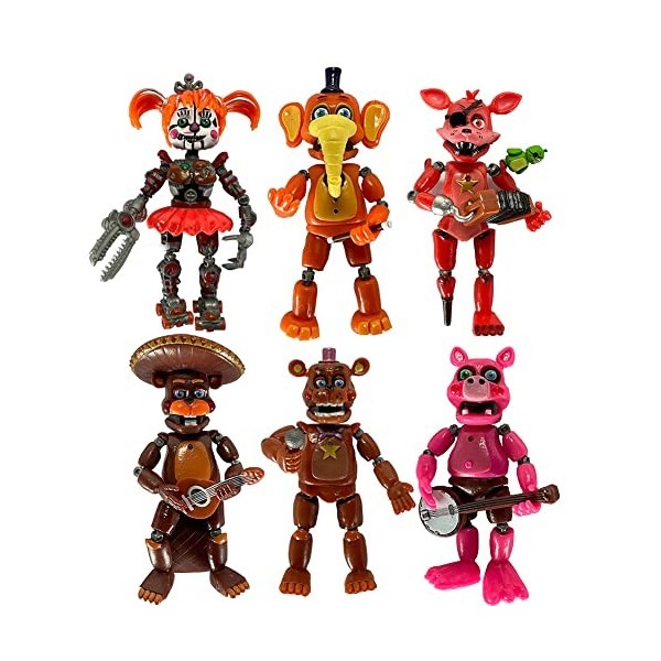 Lot de 5 figurines articulées FNAF Five Nights Game - Figurines de collection - Cadeaux de Noël - Décorations de gâteaux - 14