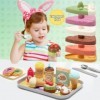 Toyssa Dinette Enfant Jouet Aliment Cuisine avec Gâteau en Couches Crème Glacée Jeu dimitation Cuisine Enfant Jouet Dinette 