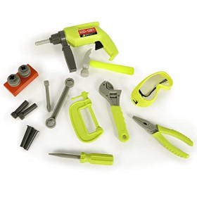 KID-OBY - Caisse Outils 22 pcs Complète - Visseuse Perceuse, Tournevis, Pinces, Marteau... - Jouet Bricolage Enfant Réaliste 