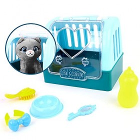 CLEMENT CLEMENTINE - Peluche et Sa Cage de Transport - Jeu dImitation - 110121 - Modèle Aléatoire - Peluche - Chien ou Chat 