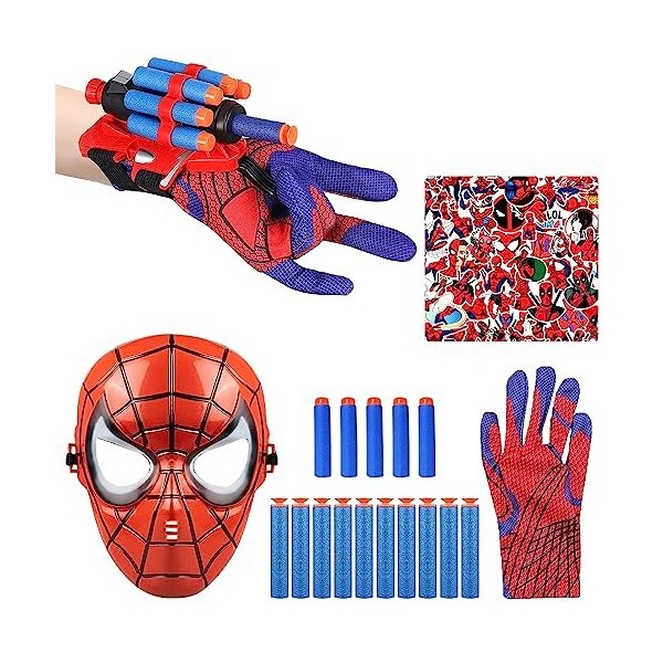 Aheagou Set de Jouets de Poignet,Gant de Cosplay pour Enfants avec Masque et 50 Autocollants pour Enfants, pour Cosplay Jeux 