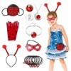 Infreecs 11 Pièces Ensemble de Déguisements pour Coccinelles, Jeux de Cosplay Coccinelle avec Sac, Masque, Collier, Gants, Br