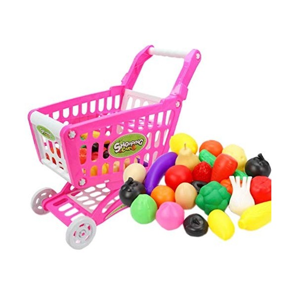 COMVIP Jeux dImitation-Caddies Chariot Vide Supermarché pour Enfant Rose A 31 * 20.5 * 50cm