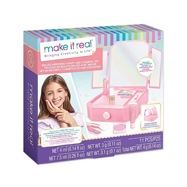 Make It Real Vanity Makeup Dressing Table for Kids - Includes Deluxe Mirror - Girls Toys - Ages 8+