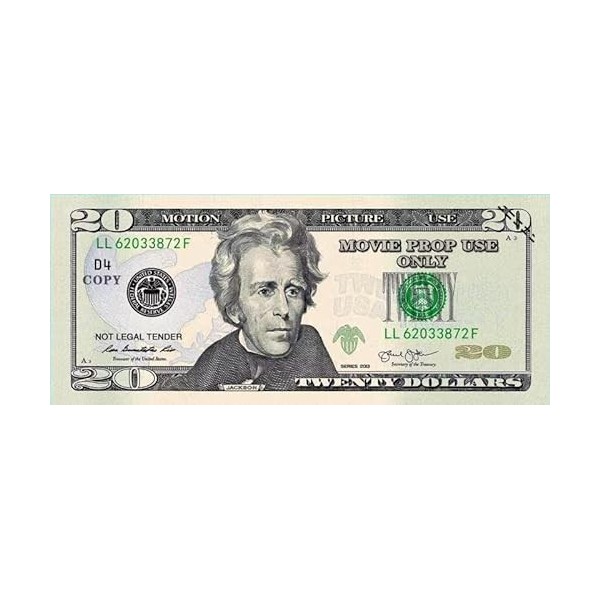 AFFO Prop Money Copy Money, 100 Feuilles réalistes American 20 Dollars Play Money 100 Euro Bills Print 2022 New, Film Play To