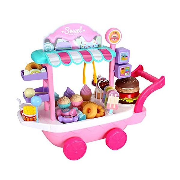 Rianpesn Faire Chariot crème glacée - Jeu Simulation Camion crème Couleurs Vives,Kids Products Ice Cream Play Set pour Chambr