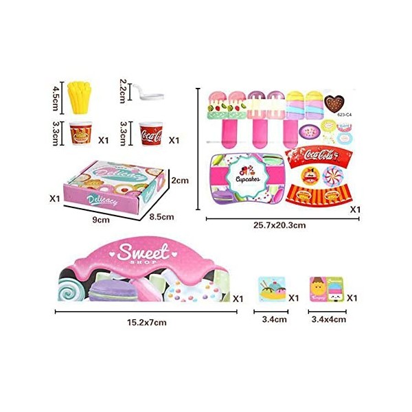 Rianpesn Faire Chariot crème glacée - Jeu Simulation Camion crème Couleurs Vives,Kids Products Ice Cream Play Set pour Chambr