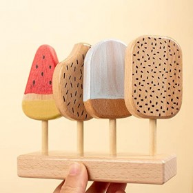 Jouet Marchand de Glace Enfant Jouet de Crème Glacée en Bois Jeux dImitation Éducatif Cadeau pour Enfants