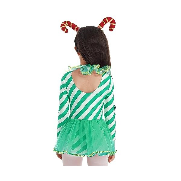 dPois Enfant Fille Lutin Robe Noël Déguisement Elfe Costume Carnaval Halloween Cosplay Elf Chapeau Lutin Tenue Jeu de Rôle Tu